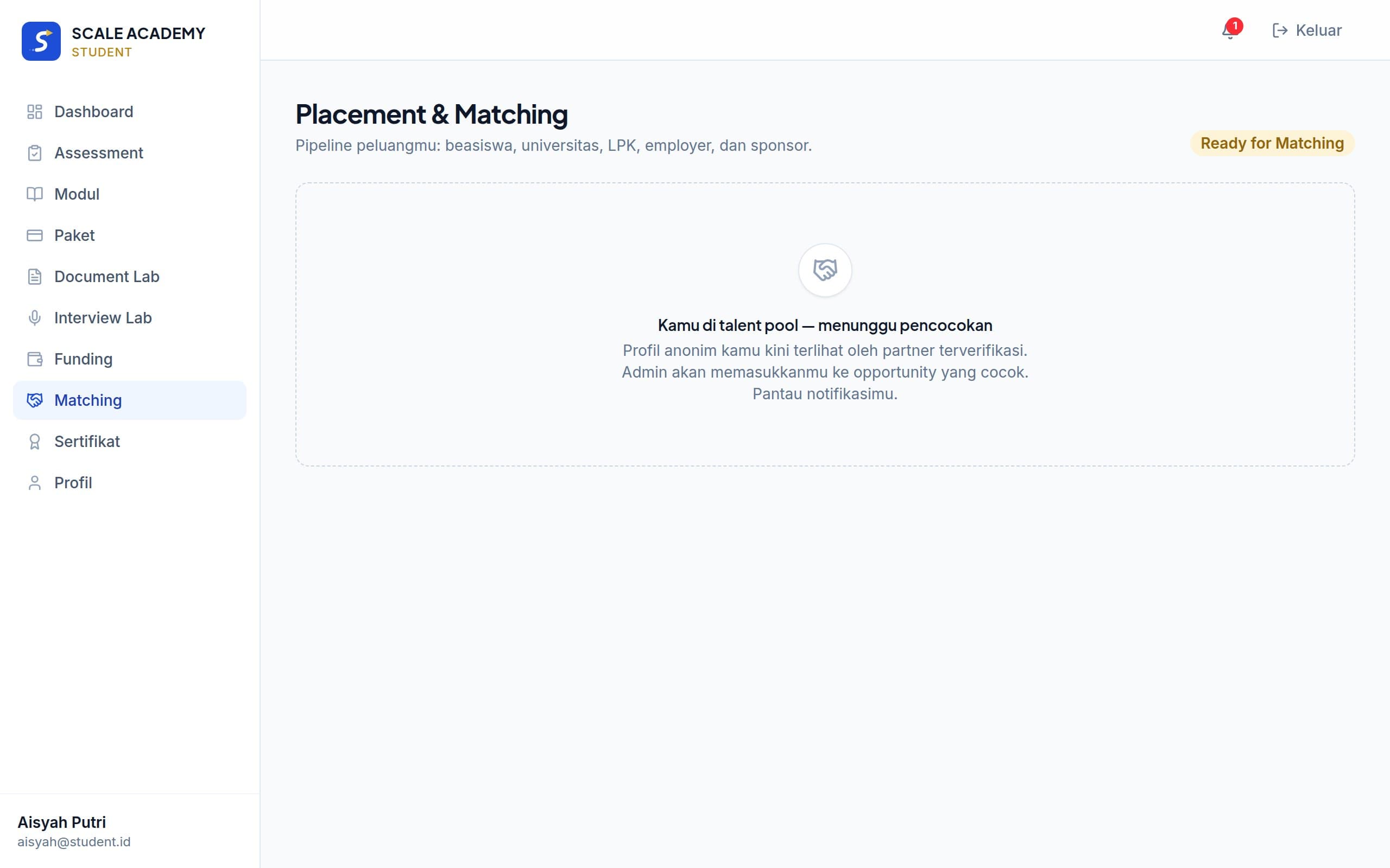 Status matching student